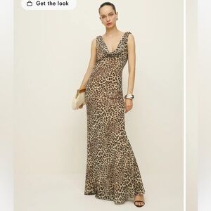 NWT Reformation X Laura Harrier Cavallo Maxi Cowl Neck Dress in Leopard - 6